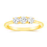 Luminesce Lab Grown 3 Diamond Trilogy Ring in 9ct Yellow Gold
