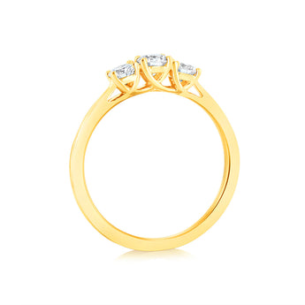 Luminesce Lab Grown 3 Diamond Trilogy Ring in 9ct Yellow Gold