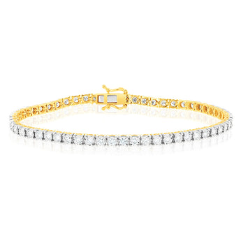 Luminesce Lab Grown 3 Carat Diamond Tennis Bracelet in 9ct Yellow Gold