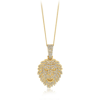 Luminesce Lab Grown 1.20 Carat Diamond Lion Head Pendant in 9ct Yellow Gold