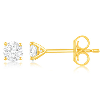 Luminesce Lab Grown 1/2 Carat Diamond Stud Earrings in 9ct Yellow Gold