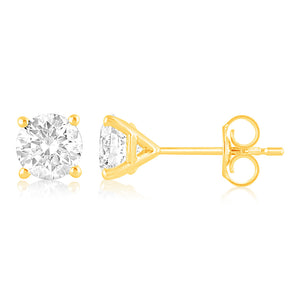 Luminesce Lab Grown 1.5 Carat Diamond Stud Earrings in 9ct Yellow Gold