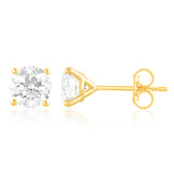 Luminesce Lab Grown 2 Carats Diamond Stud Earrings in 9ct Yellow Gold
