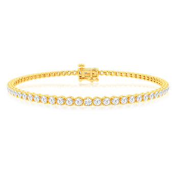 Luminesce Lab Grown 3 Carat Diamond Tennis Bracelet in Gold Plated Silver