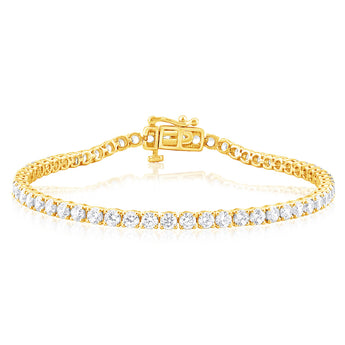 Luminesce Lab Grown 5 Carat Diamond Tennis Bracelet in Gold Plated Silver