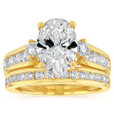 Luminesce Lab Grown 2.9 Carats with 2 Carats Centre Oval Diamond Bridal Set in 9ct Yellow Gold