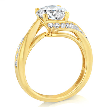 Luminesce Lab Grown 2.9 Carats with 2 Carats Center Diamond Bridal Set in 9ct Yellow Gold