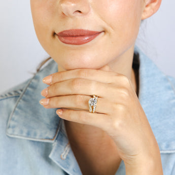 Luminesce Lab Grown 2.9 Carats with 2 Carats Center Diamond Bridal Set in 9ct Yellow Gold