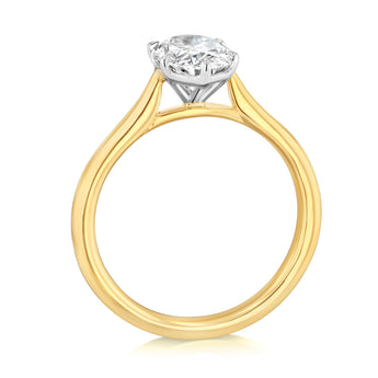 Luminesce Lab Grown 1.5 Carats Diamond Oval Solitaire Ring in 9ct Yellow and White Gold