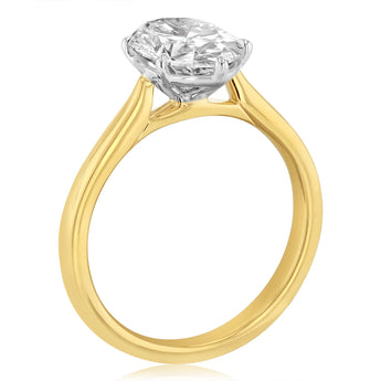 Luminesce Lab Grown 3 Carats Diamond Oval Solitaire Ring in 9ct Yellow Gold