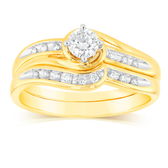 Luminesce Lab Grown 1/3 Carat Bridal Set Diamond Ring in 9ct Yellow Gold