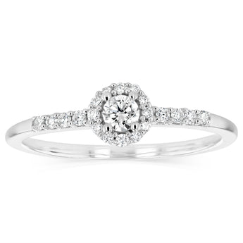 Luminesce Lab Grown 1/5 Carat Diamond Halo Ring in Sterling Silver