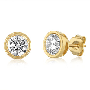 Luminesce Lab Grown 2 Carat Diamond Bezel Set Earrings in 9ct Yellow Gold