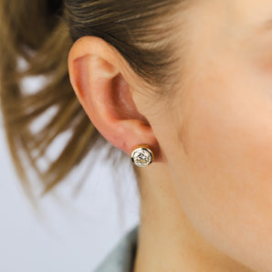 Luminesce Lab Grown 3 Carat Diamond Bezel Set Earrings in 9ct Yellow Gold