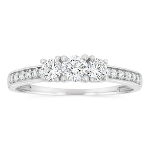 Luminesce Lab Grown 1/2 Carat Diamond Trilogy Ring in Sterling Silver