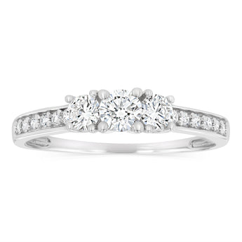 Luminesce Lab Grown 1/2 Carat Diamond Trilogy Ring in Sterling Silver