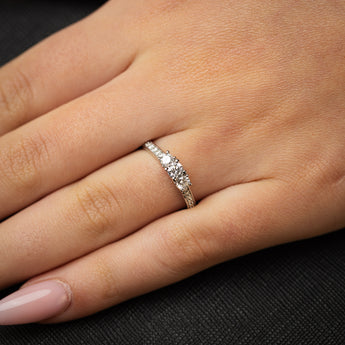 Luminesce Lab Grown 1/2 Carat Diamond Trilogy Ring in Sterling Silver
