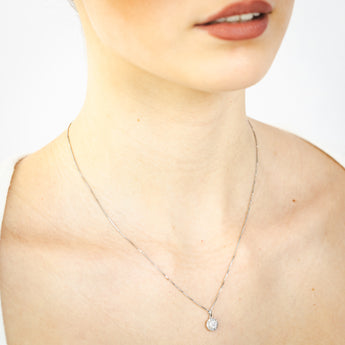 Luminesce Lab Grown 1/2 Carat Diamond Halo Pendant in Sterling Silver