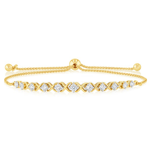 Luminesce Lab Grown 1 Carat Diamond Bracelet in Gold Plated Silver