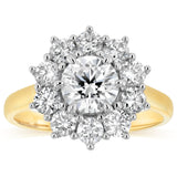 Luminesce Lab Grown 2 Carats Diamond Flower Ring in 9ct Yellow Gold