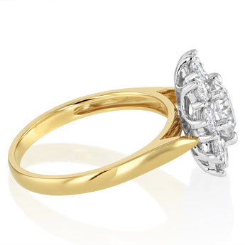 Luminesce Lab Grown 2 Carats Diamond Flower Ring in 9ct Yellow Gold