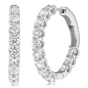 Luminesce Lab Grown 5 Carats Diamond Hoop Earrings in Sterling Silver