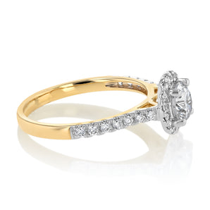 Luminesce Lab Grown 1 Carat Halo Brilliant Cut Ring in 9ct Yellow Gold