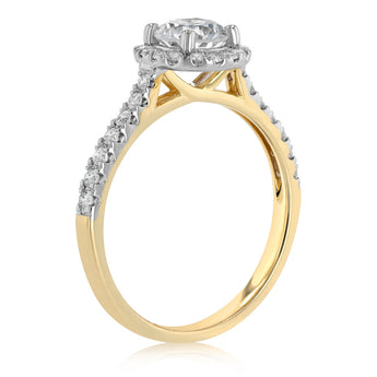 Luminesce Lab Grown 1 Carat Halo Brilliant Cut Ring in 9ct Yellow Gold