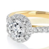 Luminesce Lab Grown 1 Carat Halo Brilliant Cut Ring in 9ct Yellow Gold
