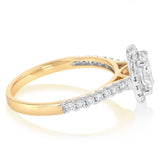 Luminesce Lab Grown 1 Carat Halo Oval Brilliant Cut Ring in 9ct Yellow Gold