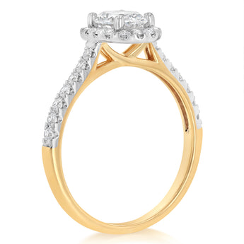 Luminesce Lab Grown 1 Carat Halo Oval Brilliant Cut Ring in 9ct Yellow Gold