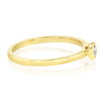 Luminesce Lab Grown 1/10 Carat Brilliant Cut Bezel Solitaire Diamond Ring in 9ct Yellow Gold