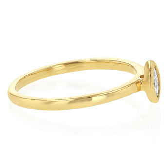 Luminesce Lab Grown 1/10 Carat Marquise Cut Bezel Solitaire Diamond Ring in 9ct Yellow Gold