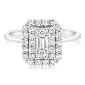 0.70 Carat Luminesce Lab Grown Diamond Emerald Ring in 9ct White Gold