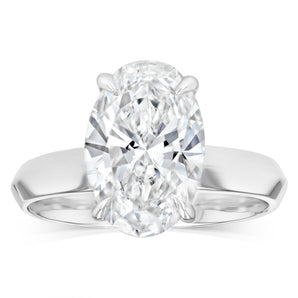 Luminesce Lab Grown 3 Carats Diamond Oval Solitaire Ring in Platinum
