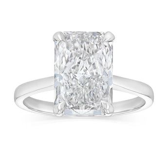 Luminesce Lab Grown 4 Carats Certified Radiant Diamond Solitaire Ring in 18ct White Gold