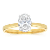 Luminesce Lab Grown 1 Carat Certified Oval Diamond Solitaire Ring in 18ct Yellow Gold
