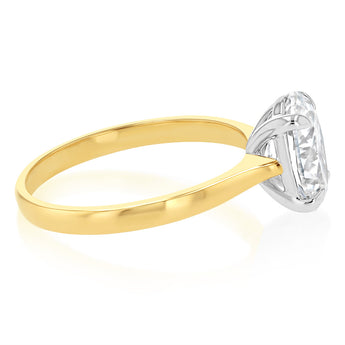 Luminesce Lab Grown 2 Carats Certified Oval Diamond Solitaire Ring in 18ct Yellow Gold