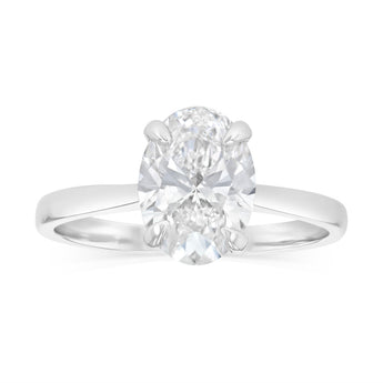 Luminesce Lab Grown 2 Carats Certified Oval Diamond Solitaire Ring in 18ct White Gold