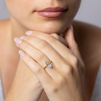 Luminesce Lab Grown 1 Carat Certified Marquise Diamond Solitaire Ring in 18ct Yellow Gold