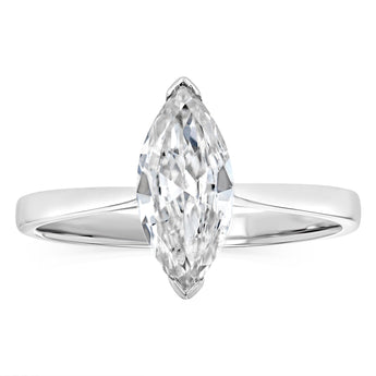 Luminesce Lab Grown 1 Carat Certified Marquise Diamond Solitaire Ring in 18ct White Gold