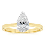 Luminesce Lab Grown 1 Carat Certified Pear Diamond Solitaire Ring in 18ct Yellow Gold