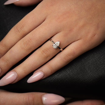 Luminesce Lab Grown 1 Carat Certified Pear Diamond Solitaire Ring in 18ct White Gold