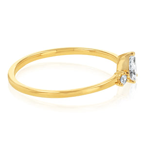 Luminesce Lab Grown 1/4 Carat Diamond Pear Ring in 9ct Yellow Gold