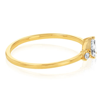 Luminesce Lab Grown 1/4 Carat Diamond Pear Ring in 9ct Yellow Gold
