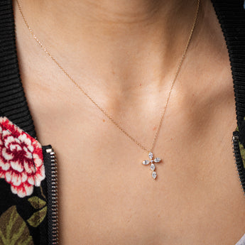 Luminesce Lab Grown 0.60 Carat Diamond Cross Pendant on 45cm Chain in 9ct Yellow Gold