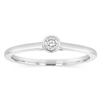 Luminesce Lab Grown 1/10 Carat Diamond Bezel Solitaire Ring in Sterling Silver
