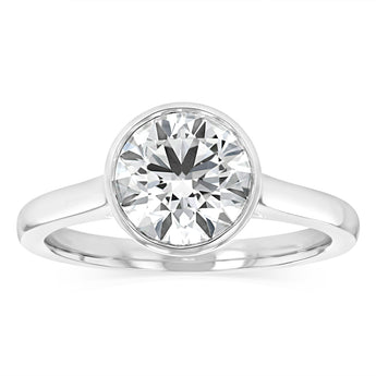 Luminesce Lab Grown 2 Carat Diamond Bezel Solitaire Ring in Sterling Silver