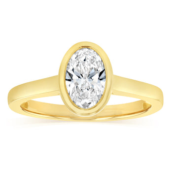 Luminesce Lab Grown 1 Carat Diamond Bezel Solitaire Ring in 9ct Yellow Gold