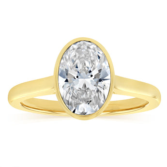 Luminesce Lab Grown 2 Carat Diamond Bezel Solitaire Ring in 9ct Yellow Gold